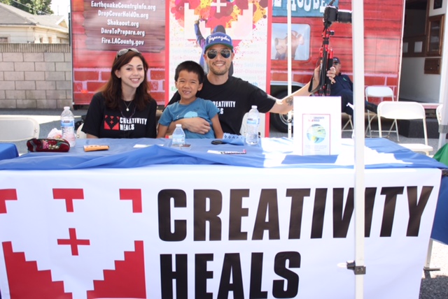 Maxine, Noah and Jonathan at the Creativity Heals Booth!